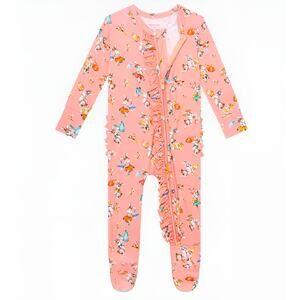 Posh Peanut Baby Girls Betty Bunny Rabbit Bamboo Ruffled Zippered Footie Size NB